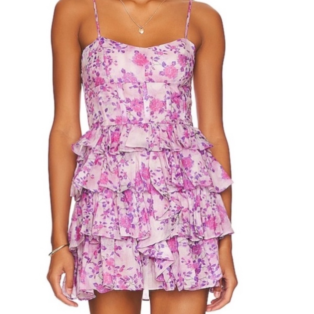 Bardot Adeli Floral Dress Purple 
Size Large